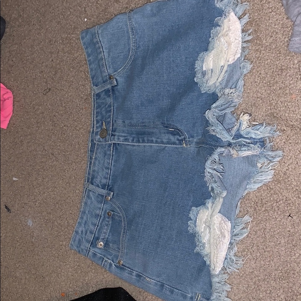 High rise denim shorts, size 14